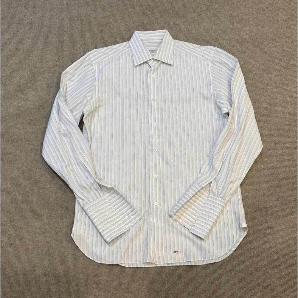 ERMENEGILDO ZEGNA Su Misura Comfort Fit Long Sleeve Striped Casual Shirt Large